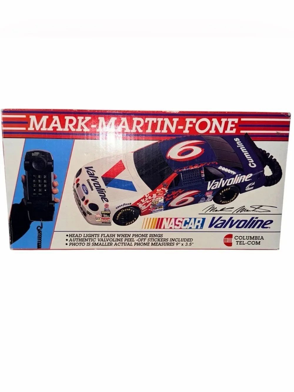 Vintage NASCAR Mark Martin Car Phone Valvoline 6 Landline Telephone Columbia Box